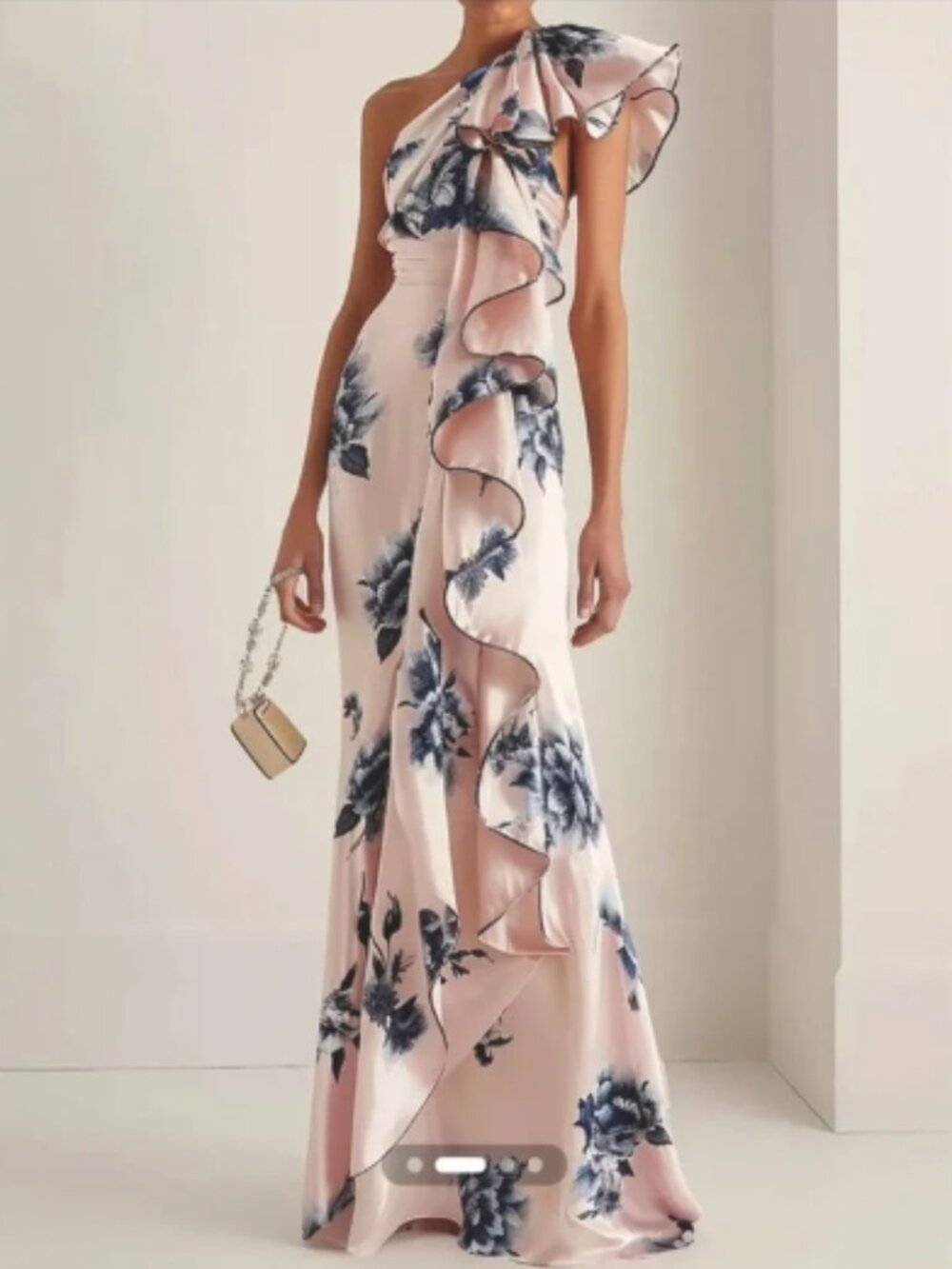 New Fehaute Pink Dress with Blue Flowers